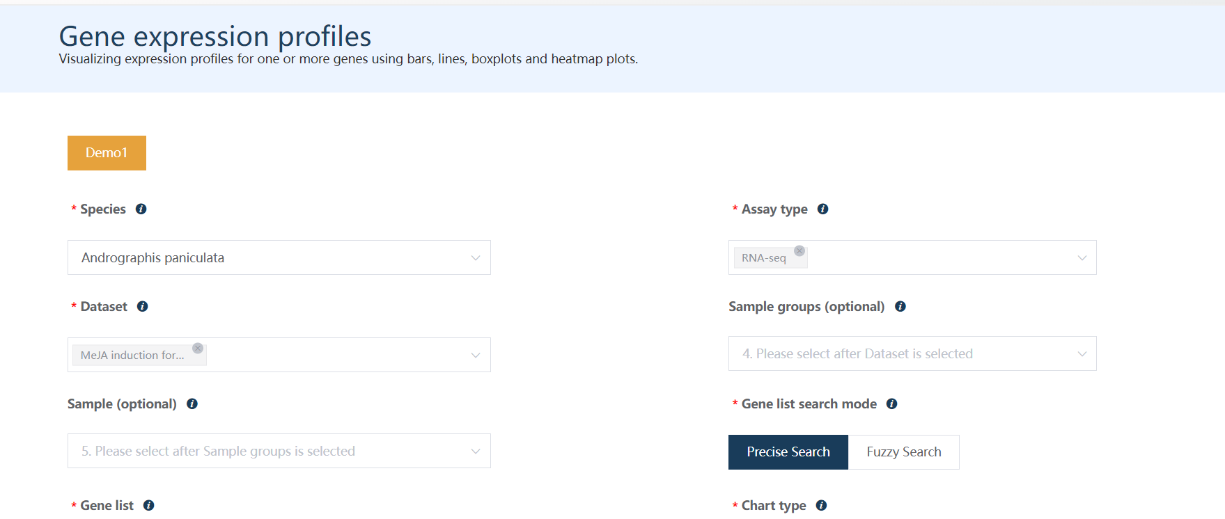 Click the Demo1 button at left-top corner for quick access.