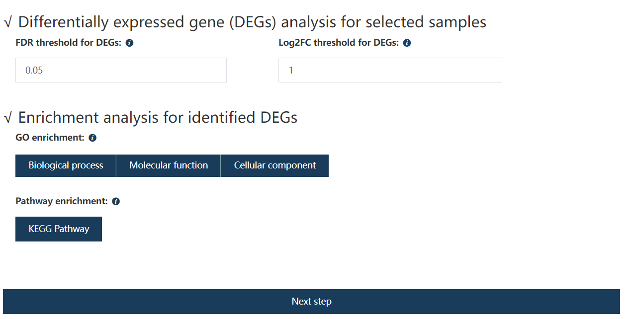 Set the FDR and absolute Log2FC for screening DE genes.