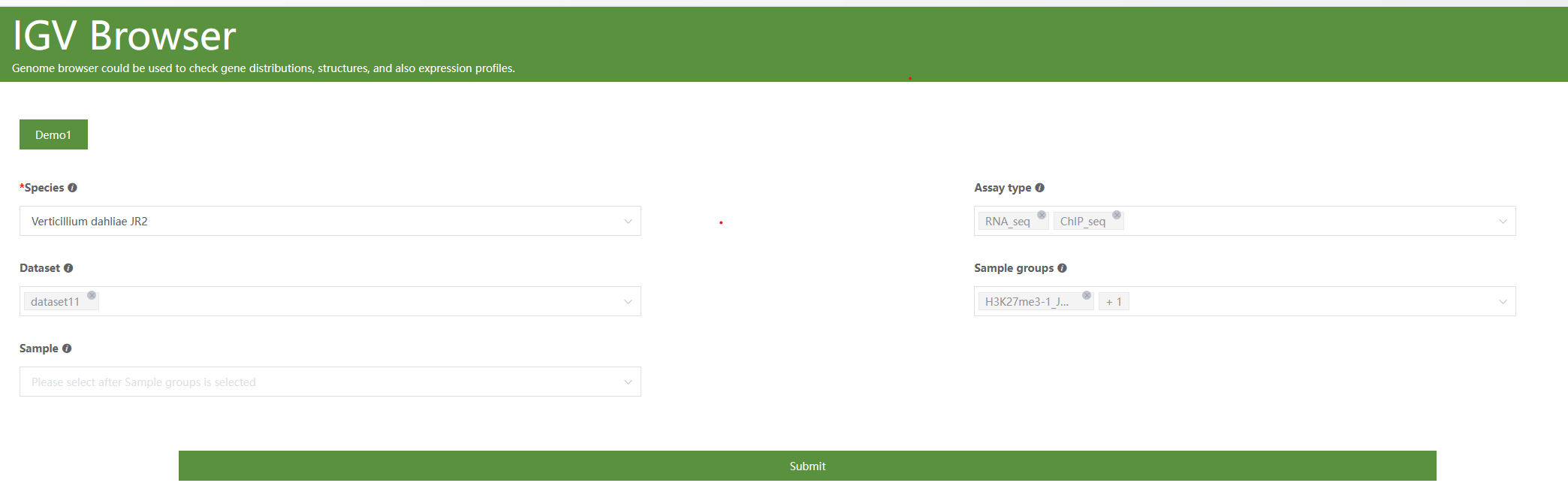 A screenshot of the one type of selection for IGV.